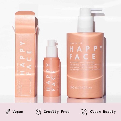 Beauty Pie Happy Face No-Stress Jelly Cleanser – Soothing Aloe, Oat & Rose Gel-Cream for Hydrated, Calm Skin