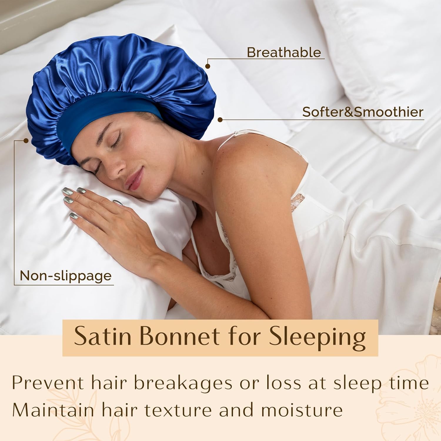 YANIBEST Silk Bonnet for Men Women Hair Bonnet for Sleeping Double Layer Satin Bonnets for Black Women Curly Hair Sleep Cap