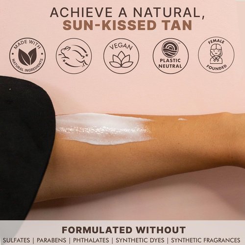 Self Tanner Kit - USA Made with Organic & Natural Ingredients, Tanning Lotion with Glove & Exfoliating Mitt, Non Toxic Gradual Tan Lotion, Sunless Tanner for Fake Tan, Streak Free & No Orange Tones