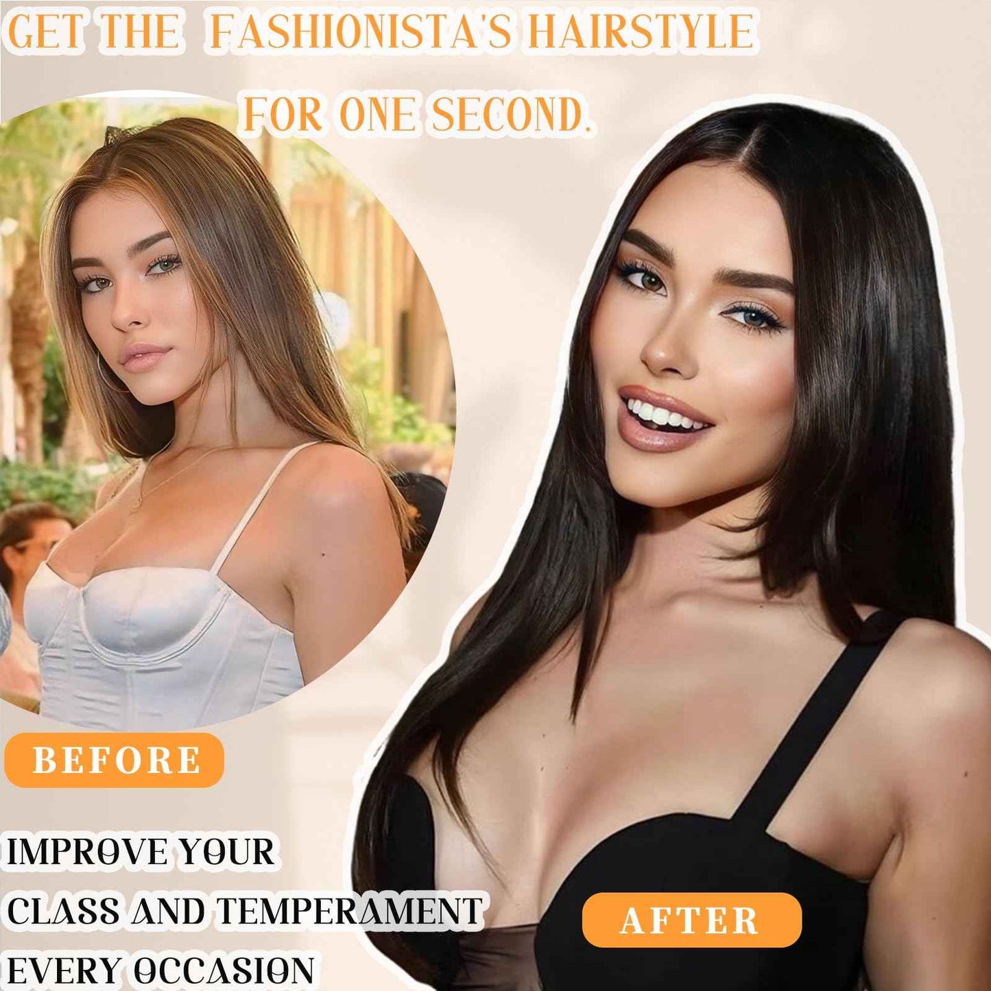 NOSTALGIA Black Wear and Go Glueless Wigs Straight Lace Front Wig Pre Cut Glueless Synthetic Layered Wig 24 Inch Middle Part Closure Wig For Women