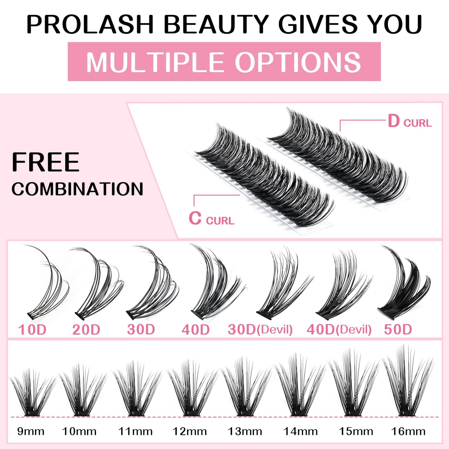 280 Pcs Individual Lashes 30D+40D Mixed Lash Clusters 14 Rows that Look Like Eyelash Extensions DIY Lash Extension Self Application At Home (30+40-D-9-16mix)