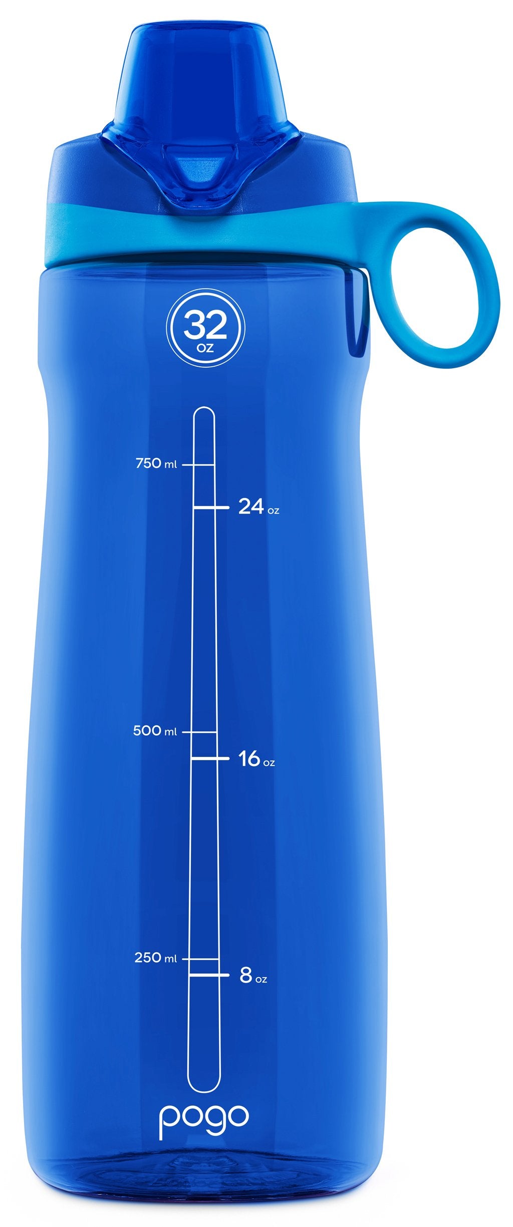 Pogo 32oz Plastic Water Bottle with Chug Lid and Carry Handle, Reusable