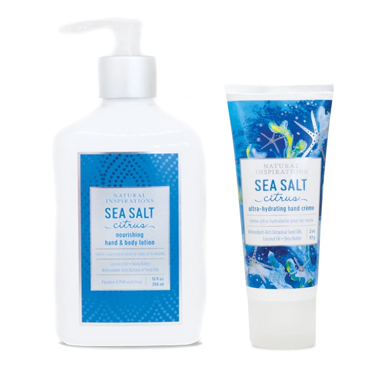 Natural Inspirations Hand & Body Lotion and Hand Creme Gift Set - Sea Salt Citrus