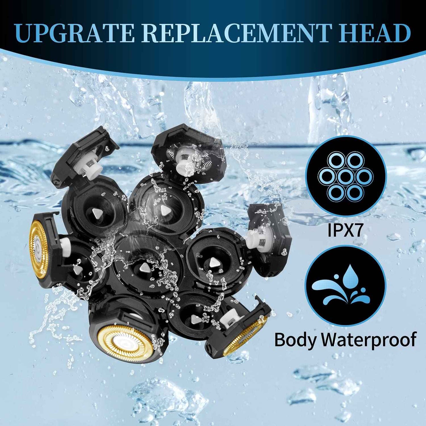 Vsmooth Electric Shaver Replacement Head - Shavers for Bald Men Replaceable Head - Waterproof Blades for Men Replacement Shaving Heads - Wet & Dry Electric Razor Floating Replacement Blade Head