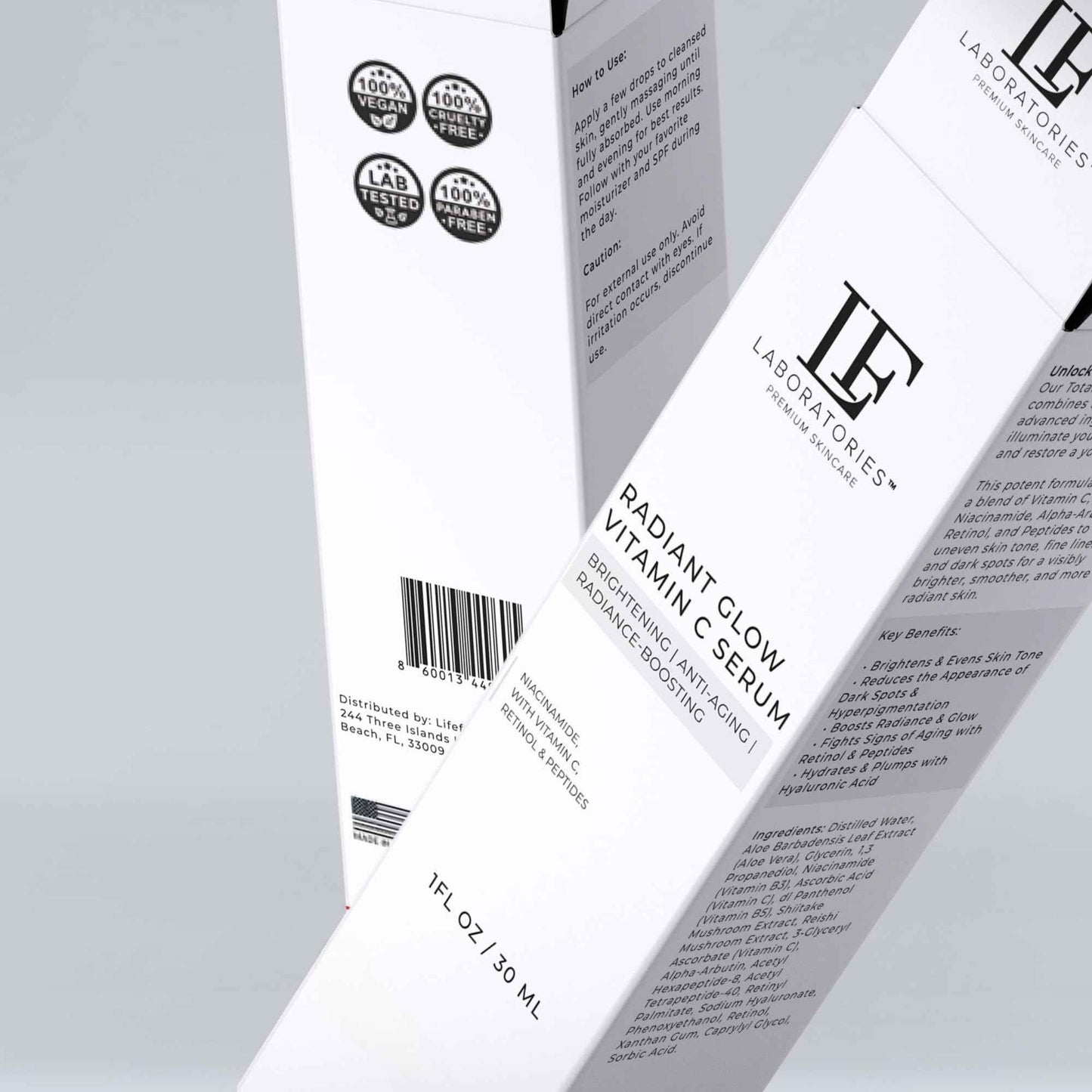 LF Laboratories Radiant Glow Vitamin C Serum with Retinol, Peptides, Niacinamide & Hyaluronic Acid – Brightening & Anti-Aging Face Serum for Dark Spots & Fine Lines – 1 fl oz / 30 ml