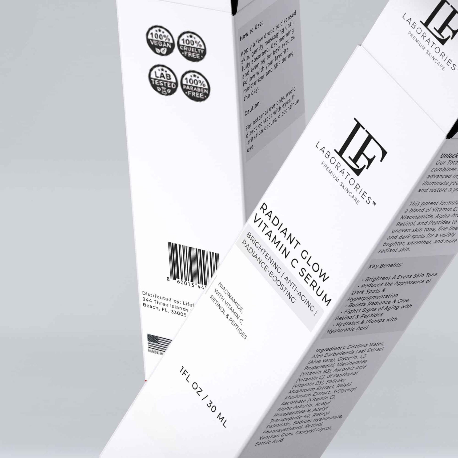 LF Laboratories Radiant Glow Vitamin C Serum with Retinol, Peptides, Niacinamide & Hyaluronic Acid – Brightening & Anti-Aging Face Serum for Dark Spots & Fine Lines – 1 fl oz / 30 ml