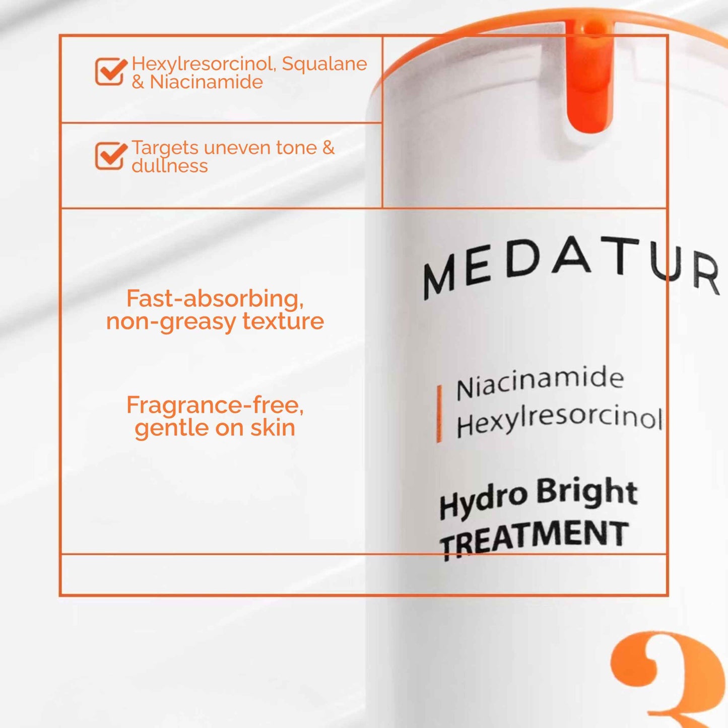 Medature Hydro Bright Serum – Even Tone Facial Serum with Hexylresorcinol, Niacinamide & Squalane | Lightweight, Hydrating Formula for Dull, Uneven Skin