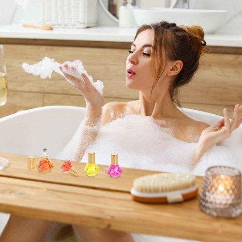 ELFULLY 36 Pack Essential Oil Roller Bottles, 8ml/0.27oz Empty Roll On Bottle, Glass Polygonal Roller Ball Applicator, Perfume Vials with Stainless Steel Roller Ball for Travel, 4 Dropper, 2 Funnel