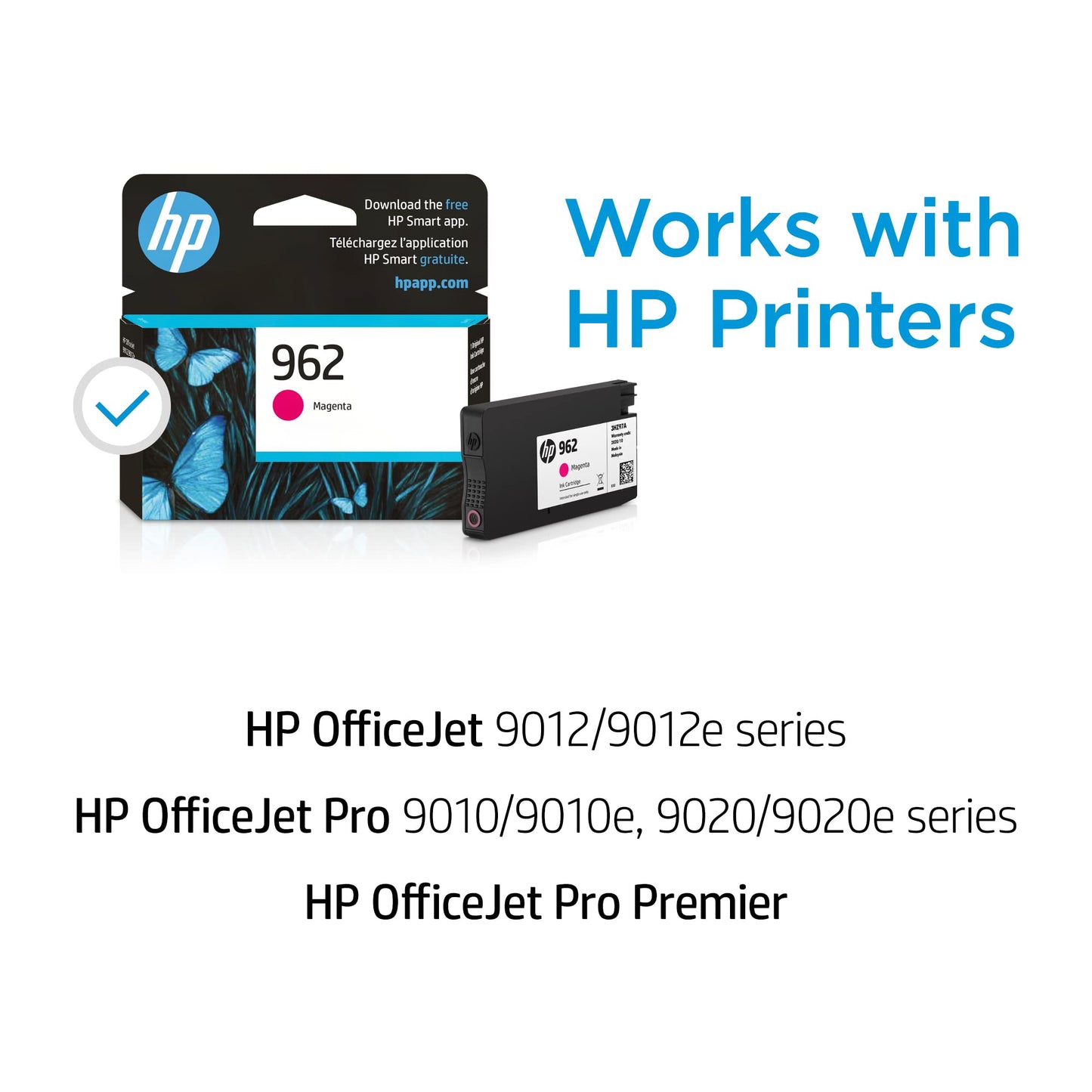 HP 962 Magenta Ink Cartridge | Works with HP OfficeJet 9010 Series, HP OfficeJet Pro 9010, 9020 Series | Eligible for Instant Ink | 3HZ97AN