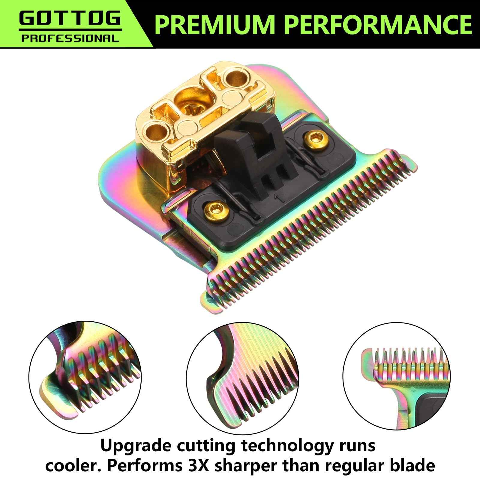 GOTTOG FX707C2 Replacement Blades for All FX787 & FX726 Trimmers, GOTTOG Zero-Gapped Replacement Blades Compatible with Barberology Trimmer Blades (FX707C2) - Mulitcolor