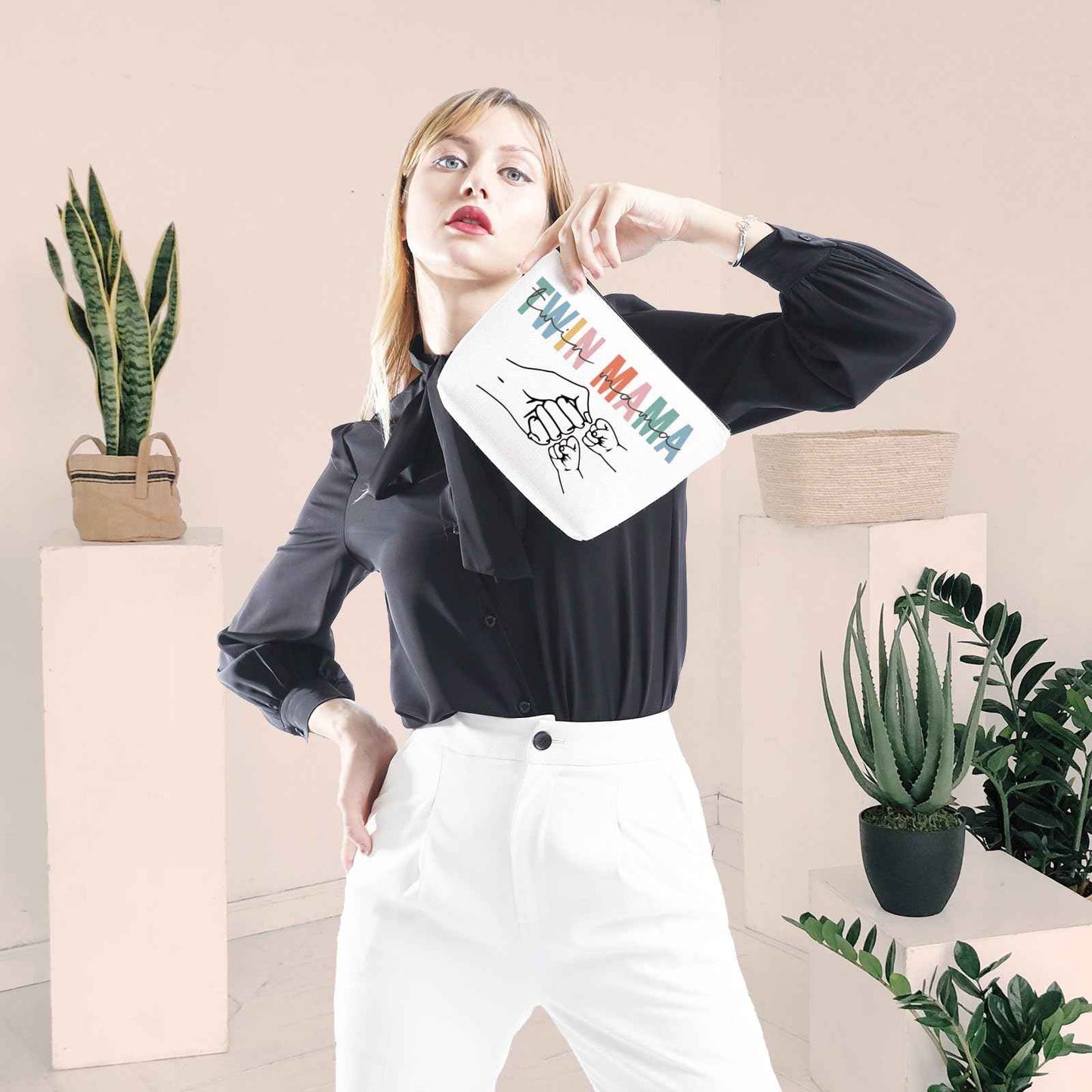 Twin Mama Gift Mom Of Twins Gift Makeup Bag Mommy To Be Gift New Mom Travel Pouch Mothers Day Gift from Twins (Twin Mama Bag)