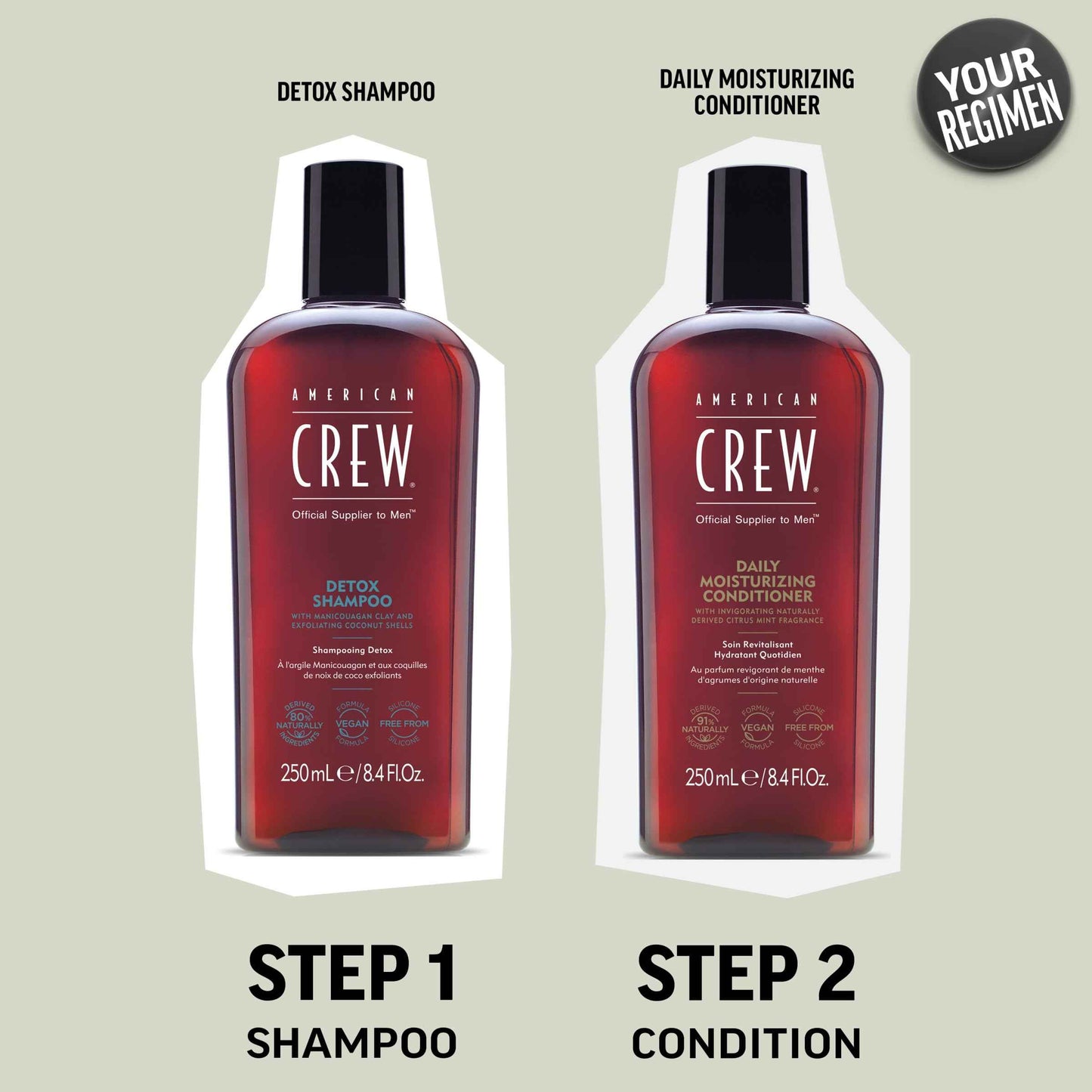 American Crew Detox Shampoo for Men, Naturally Derived, Vegan Formula, Citrus Mint Fragrance, 33.8 Fl Oz