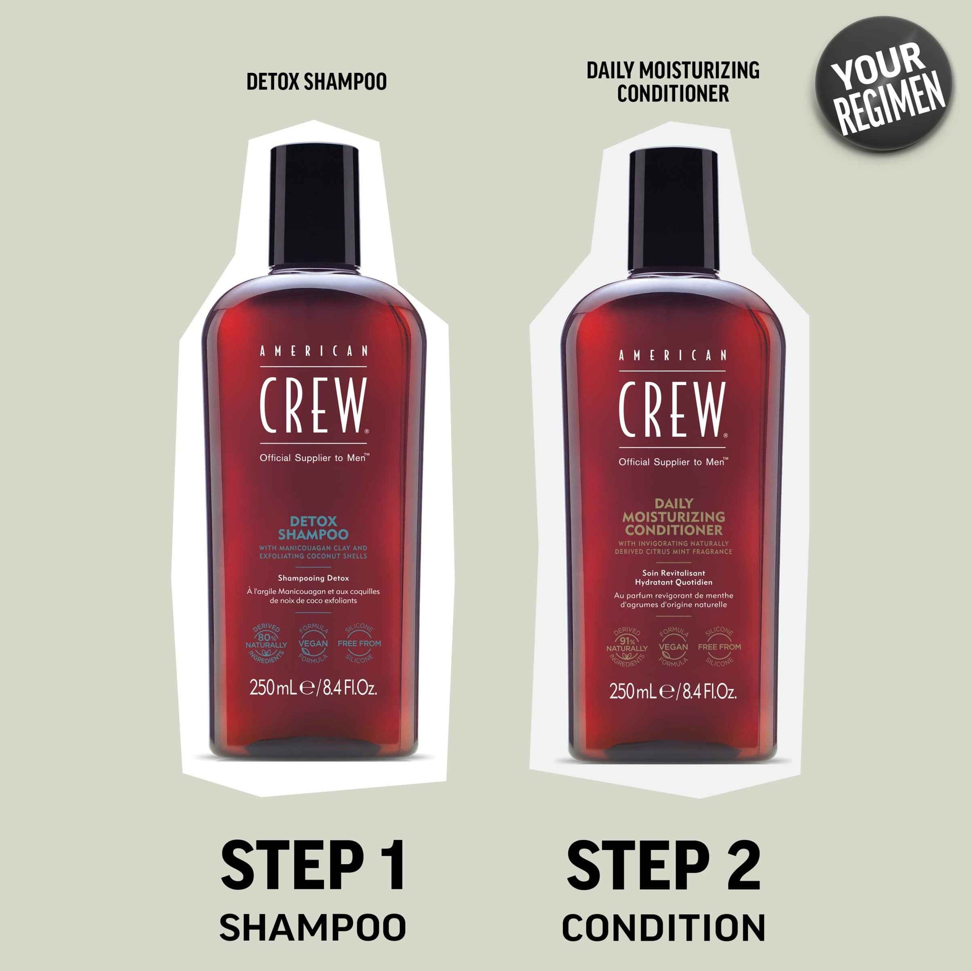American Crew Detox Shampoo for Men, Naturally Derived, Vegan Formula, Citrus Mint Fragrance, 33.8 Fl Oz