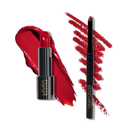 LAURA GELLER NEW YORK Modern Classic Duo - Red Radiance Lipstick + Ritzy Red Lip Liner - Ultra-Rich Color - Luxurious and Lightweight - Cream Finish