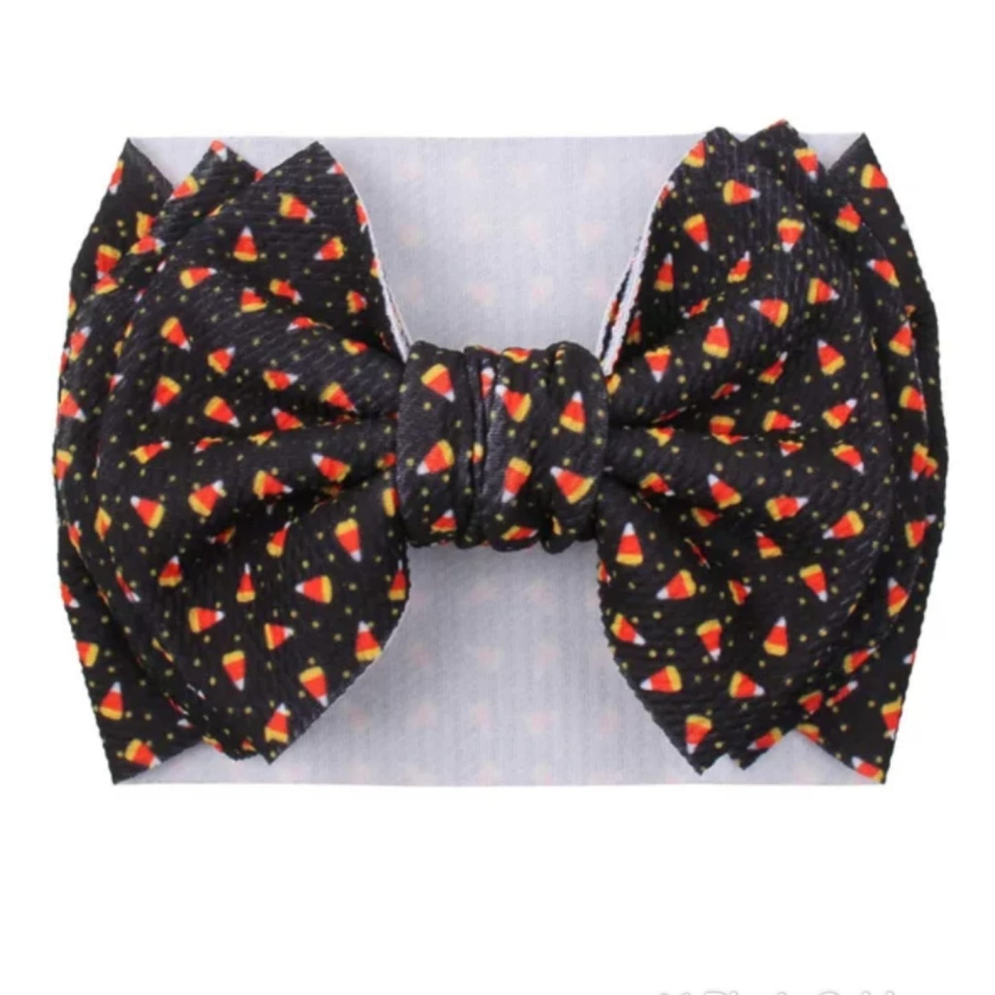 J&J Boutiques Orange Plaid - Candy Corn Headwrap 7" Bow for Baby Girls