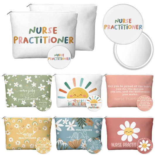 SilTriangle 21 Set Christmas Nurse Gifts Nurse Practitioner Gifts for Women Bulk Medical Cosmetic Bags Compact Mirrors Canvas Makeup Bag Nurses Gift for Employee Team Staff