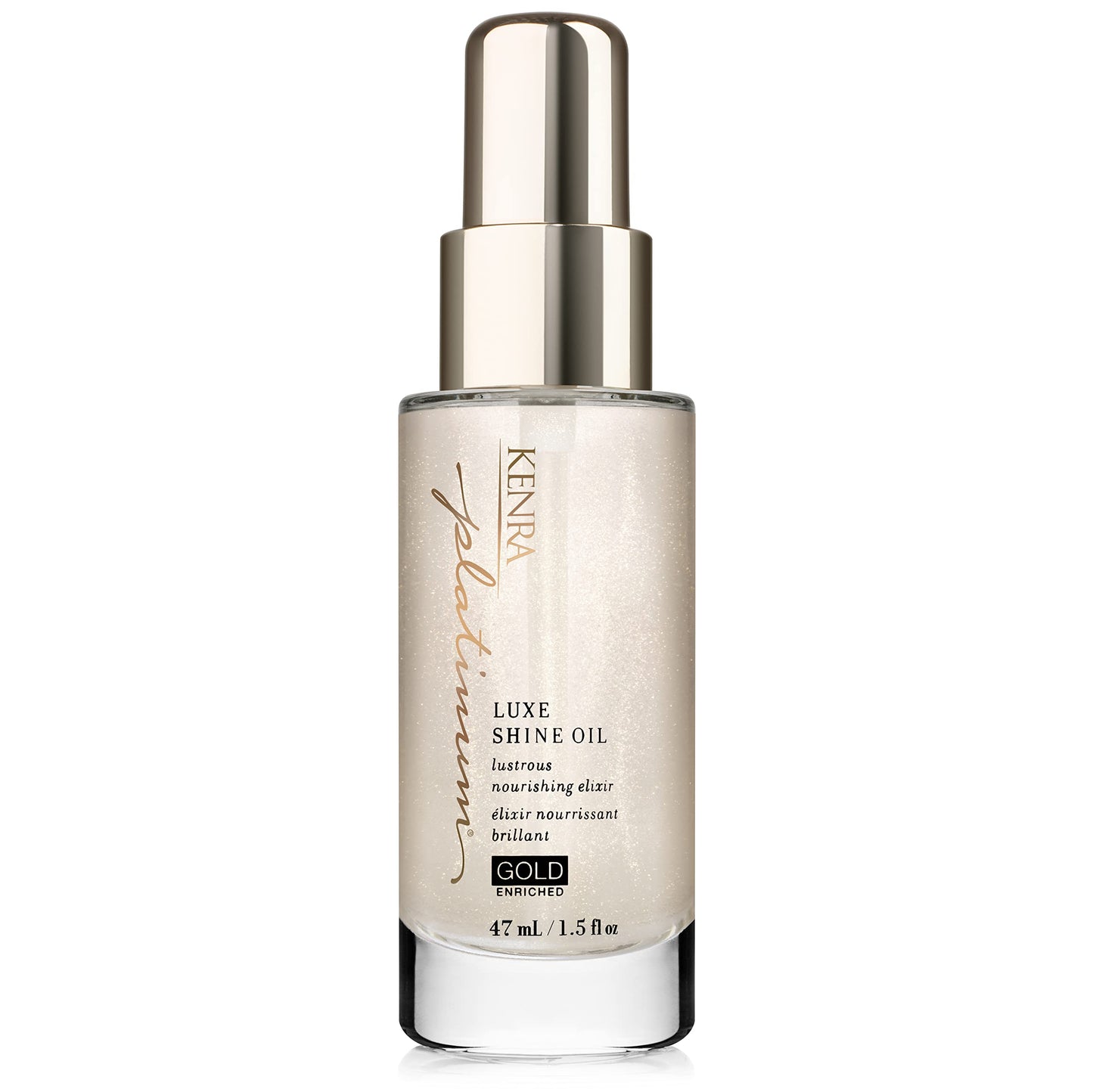 Kenra Professional Platinum Luxe Shine Oil | Gold Enriched Nourishing Elixir |Enhances Shine & Manageability | Thermal Protection Up To 450F | Medium To Coarse Hair | 1.5 fl. Oz