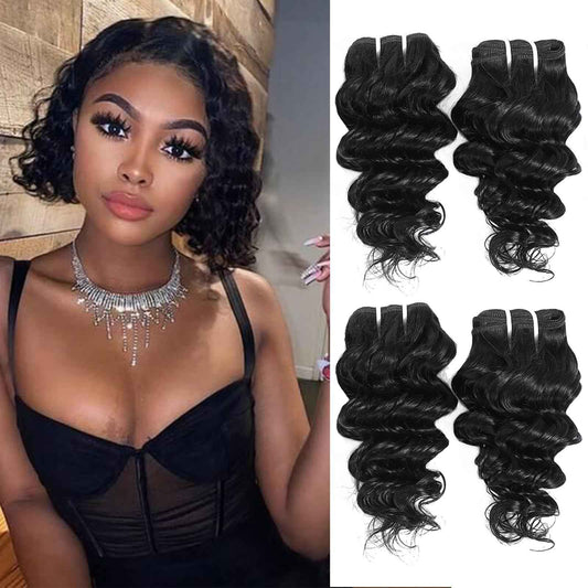 JTdebade Deep Wave Human Hair bundles 10 Inch 12A Grade Brazilian Hair 100% Virgin Weave Bundles Human Hair for Black Women (10'' 10'' 10'' 10'')
