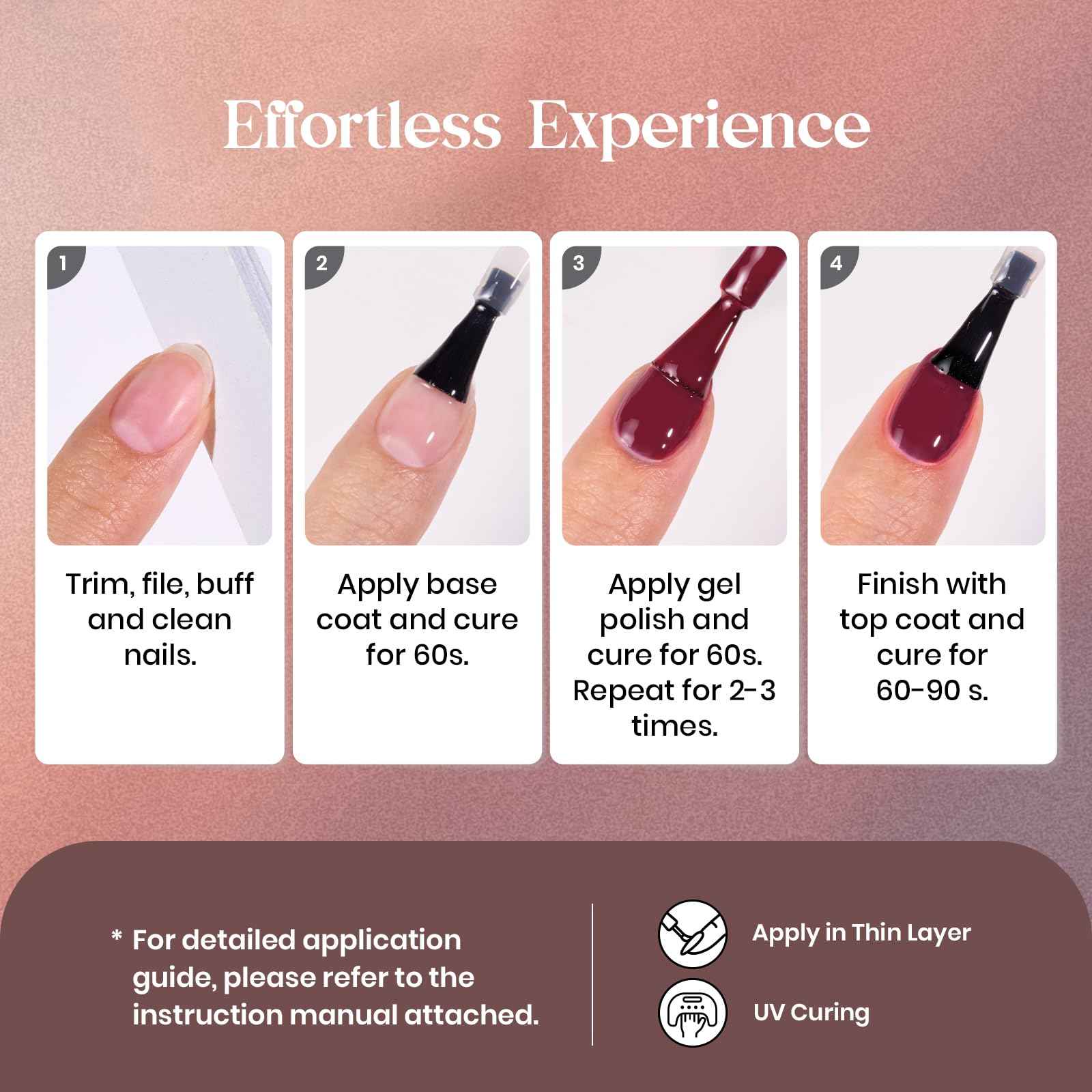 Beetles Fall Gel Nail Polish Set, 23Pcs Brown Burgundy Red Nude Pink Gel Polish Set with Base Top Coat Verse of Roses Kit, Soak off Uv Gel Golden Glitter Holiday Nail for Women