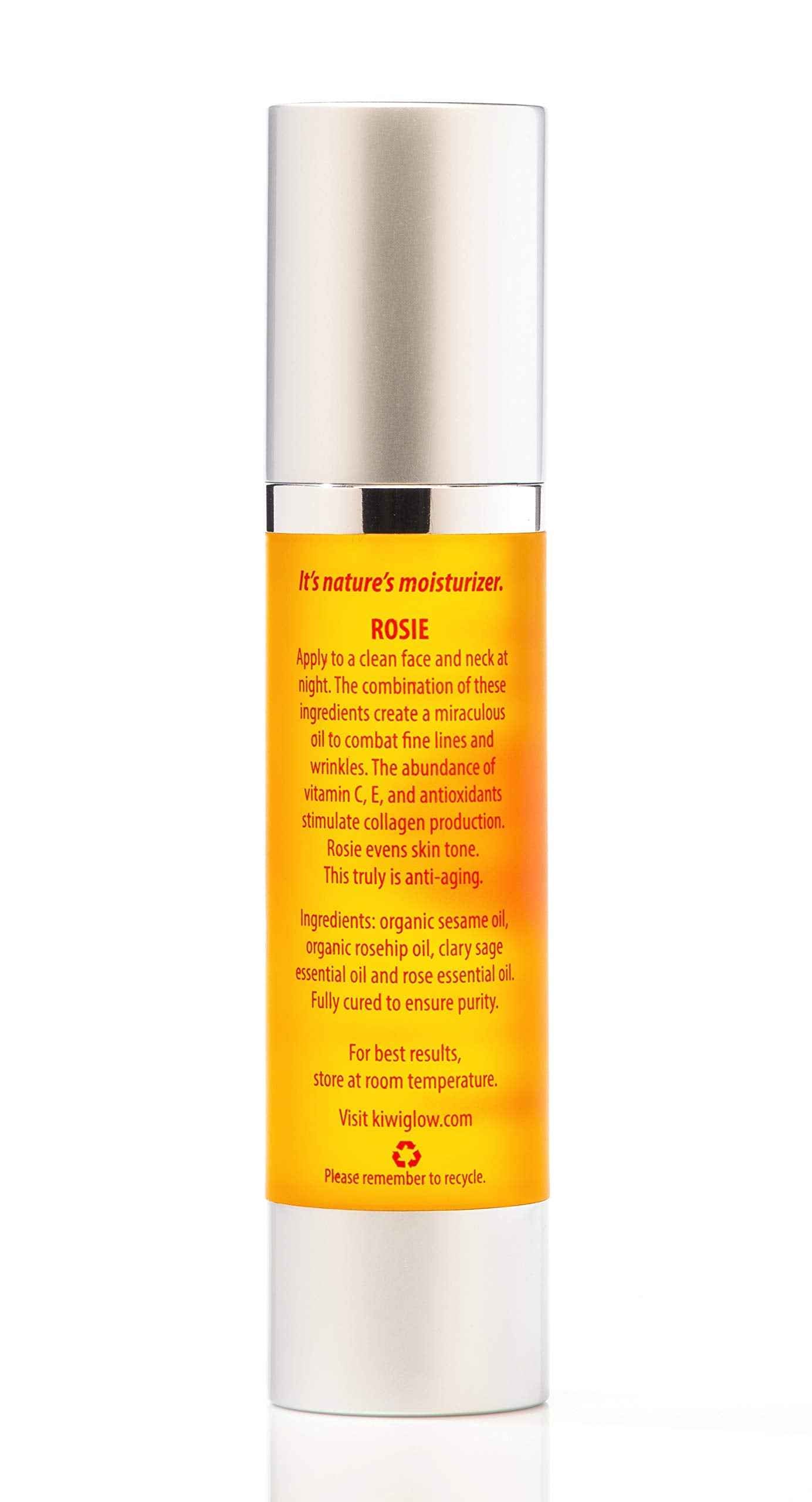 kiwi glow Rosie Face Oil – Rose & Clary Sage Glow Serum for Balanced, Radiant Skin – 1.7 oz