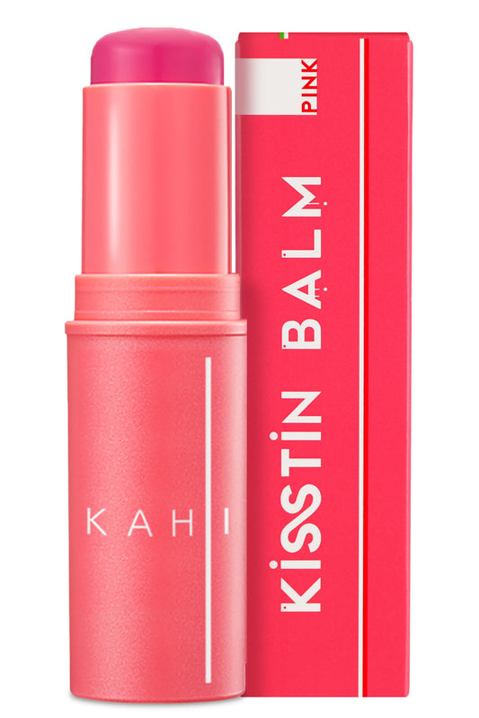 KAHI Kisstin Balm Pink - Skin-Refining Face Balm Moisturizer & Makeup Stick | Nourishing Beauty Balm Moisturizer Stick | Multi-use Face Balm Stick | Makeup-enhancing Glow Balm (0.32 fl oz)