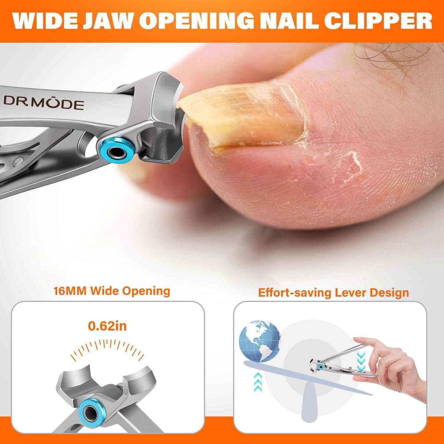Toenail Clippers for Seniors Thick Toenails, Heavy Duty Large Toe Nail Clippers for Men Thick Ingrown Nails with Wide Opening, Anti Splash Fingernail Clipper with Catcher, Slanted Curved Nail Cutter