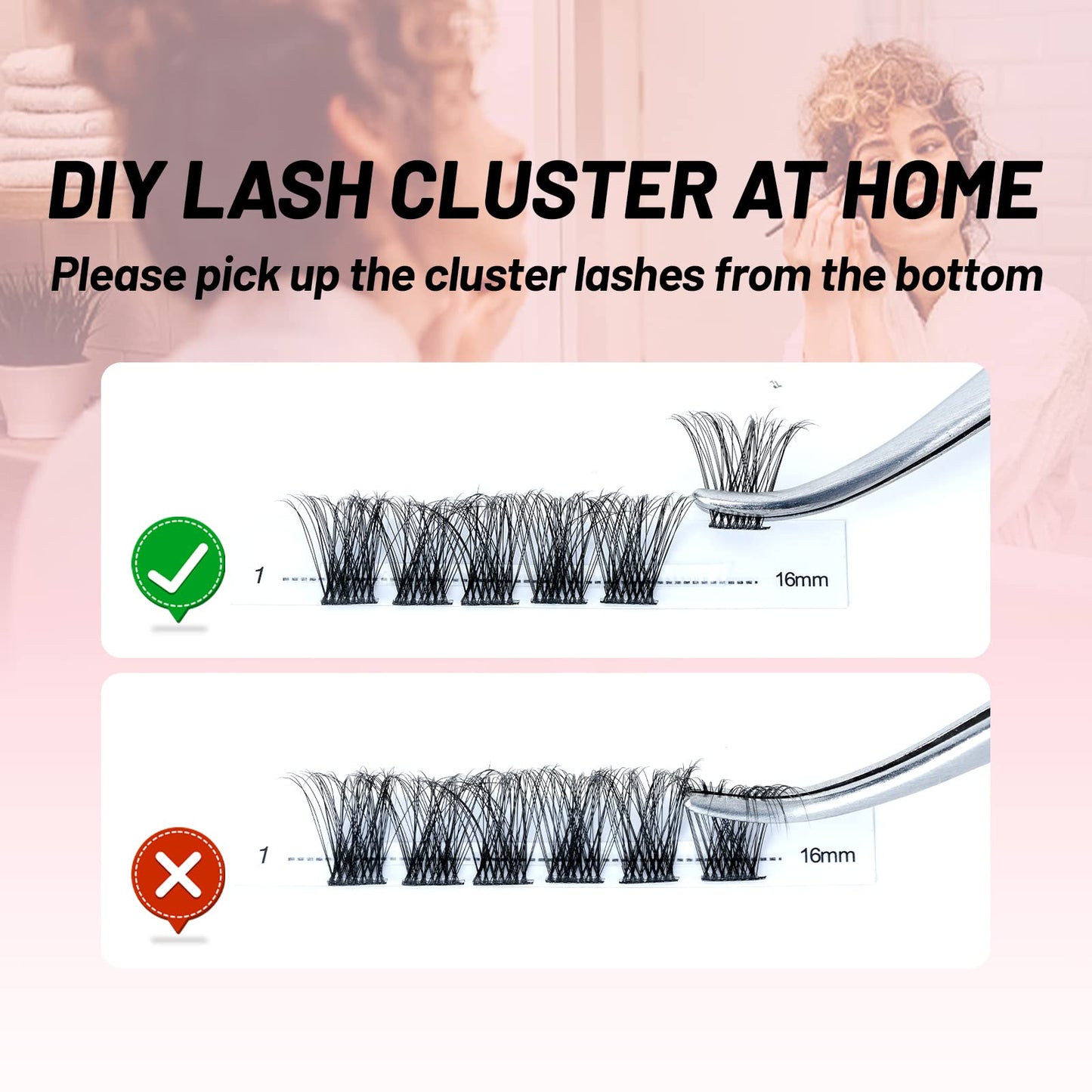 Cluster Lashes, Crislashes Lash Clusters 13 Rows, Resuable DIY Eyelash Extensions, Soft 78 PCS Cluster Eyelash Extensions at Home (F15 Mix 8-16mm)