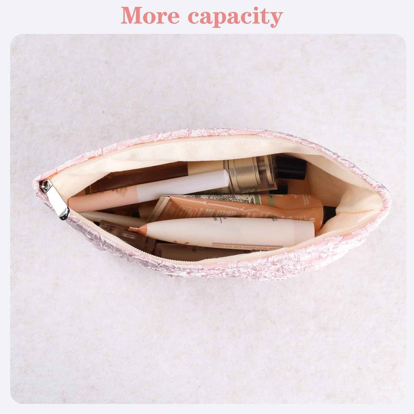 lllyan Makeup Bag Travel Cosmetic Bag for Women Floral Makeup Bag Small Cosmetic Pouch Purse with Zipper Gifts for Girlfriend and Best Friend(Pink)