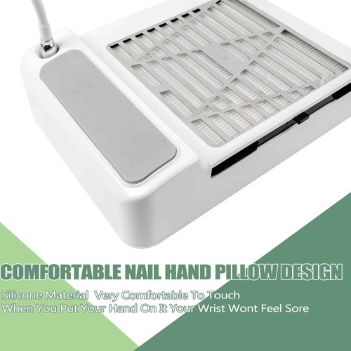 BQAN Nail Dust Collector for Nails Salon, 60w Extractor Vacuum Dust Collector Powerful Nail Fan, with 1pcs Nail dust Brush, Hand Cushion, and Lamp