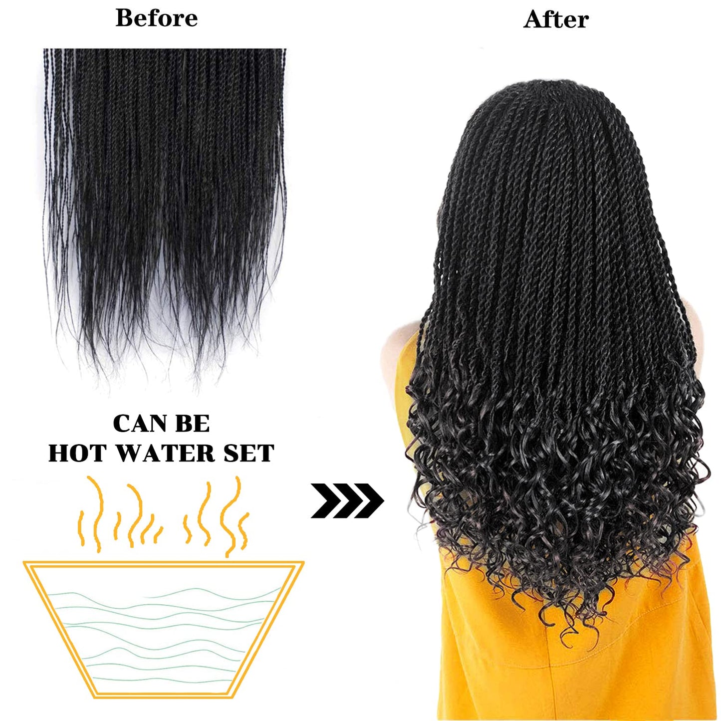 NAYOO Senegalese Twist Crochet Hair For Black Women - 8 Packs , 35 Strands/Pack Small Twist Crochet Braids Hair Hot Water Setting, Crochet Braiding Hair Straight Ends(18 Inch, 1B)