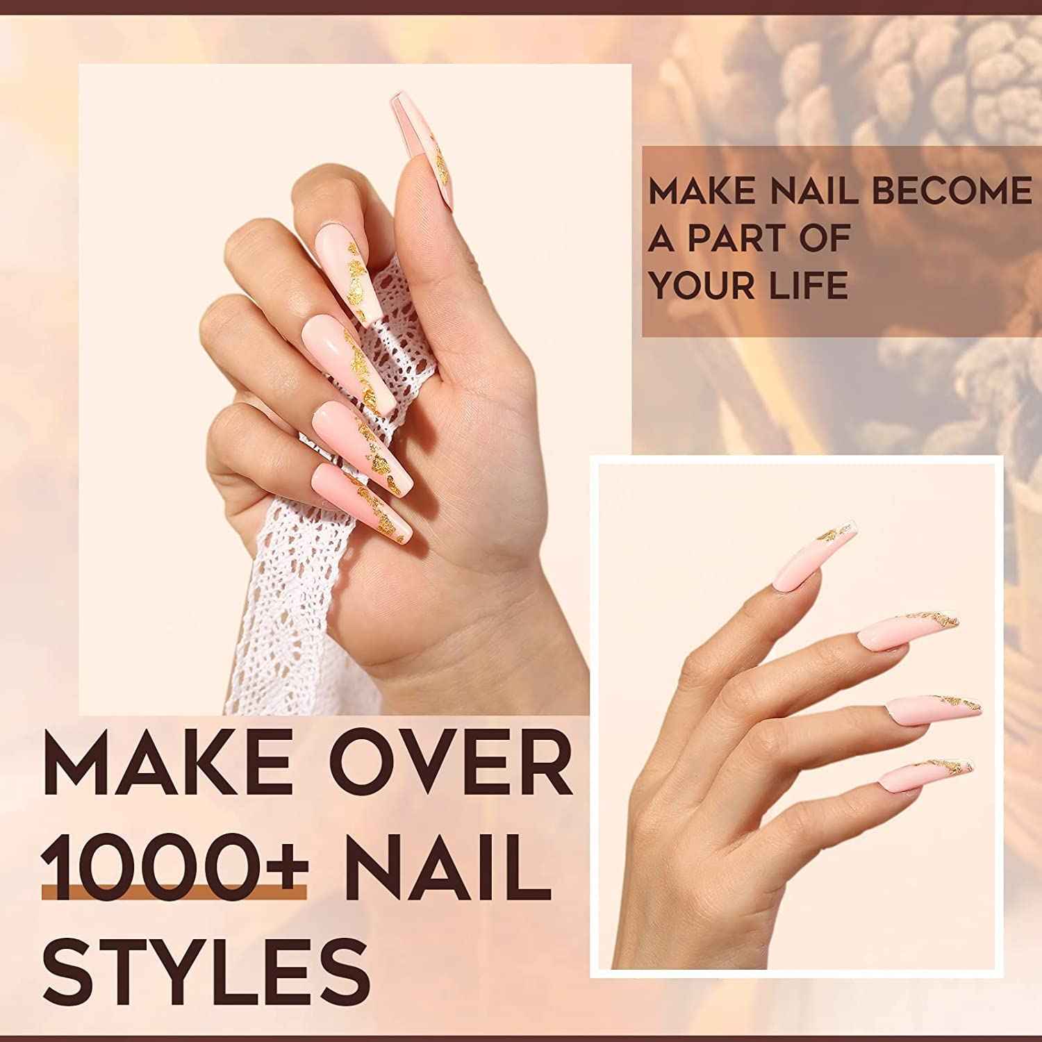 MODELONES Dip Powder Nail Kit Starter-12 Nude Colors French Style Dipping Powder with Base Top Coat 2 in 1 Set, Essential Manicure Nail Art System No Lamp Needed