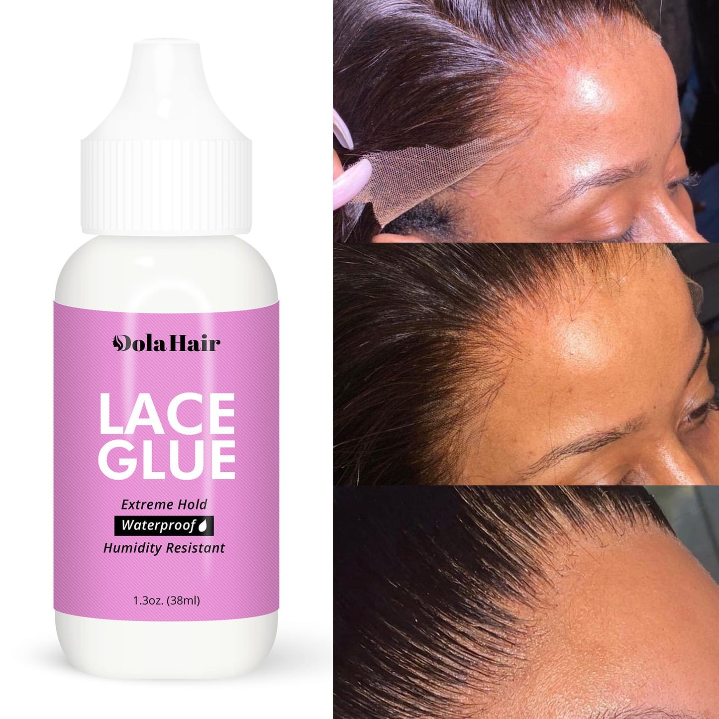 Dolahair Lace Glue for Wigs, Wig Glue for Front Lace Wig Waterproof Super Hold Hair Glue for Weave, Invisible Hair Bonding Glue Extreme Hold for Hair Systems