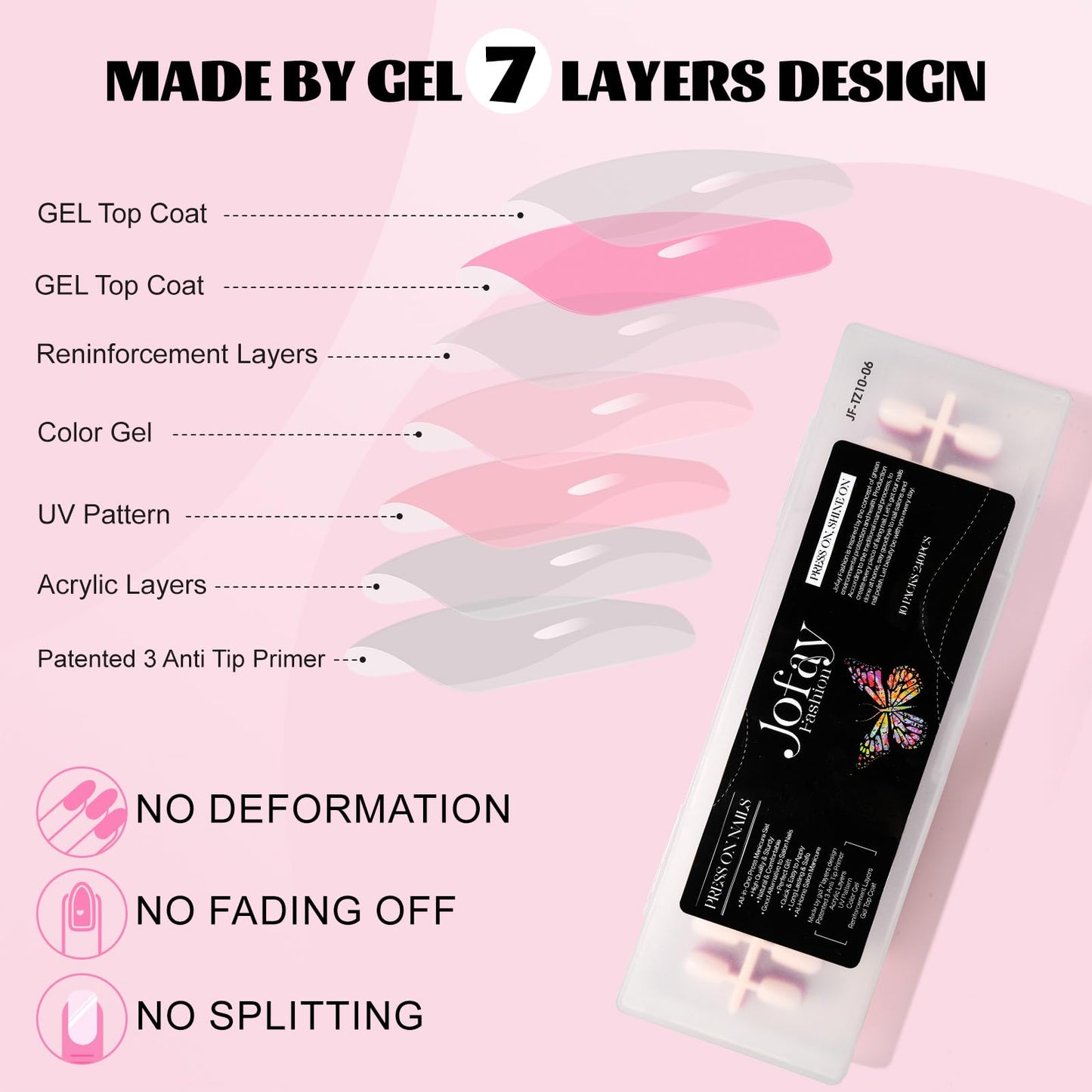 10 Packsï¼?40 Pcs) Press On Nails Short - Jofay Fashion Acrylic Soild Press On Nails Square Glue On Nails with Nail Glue, Fit Perfectly & Natural Stick On Nails Set (Classic Short Nails 1)