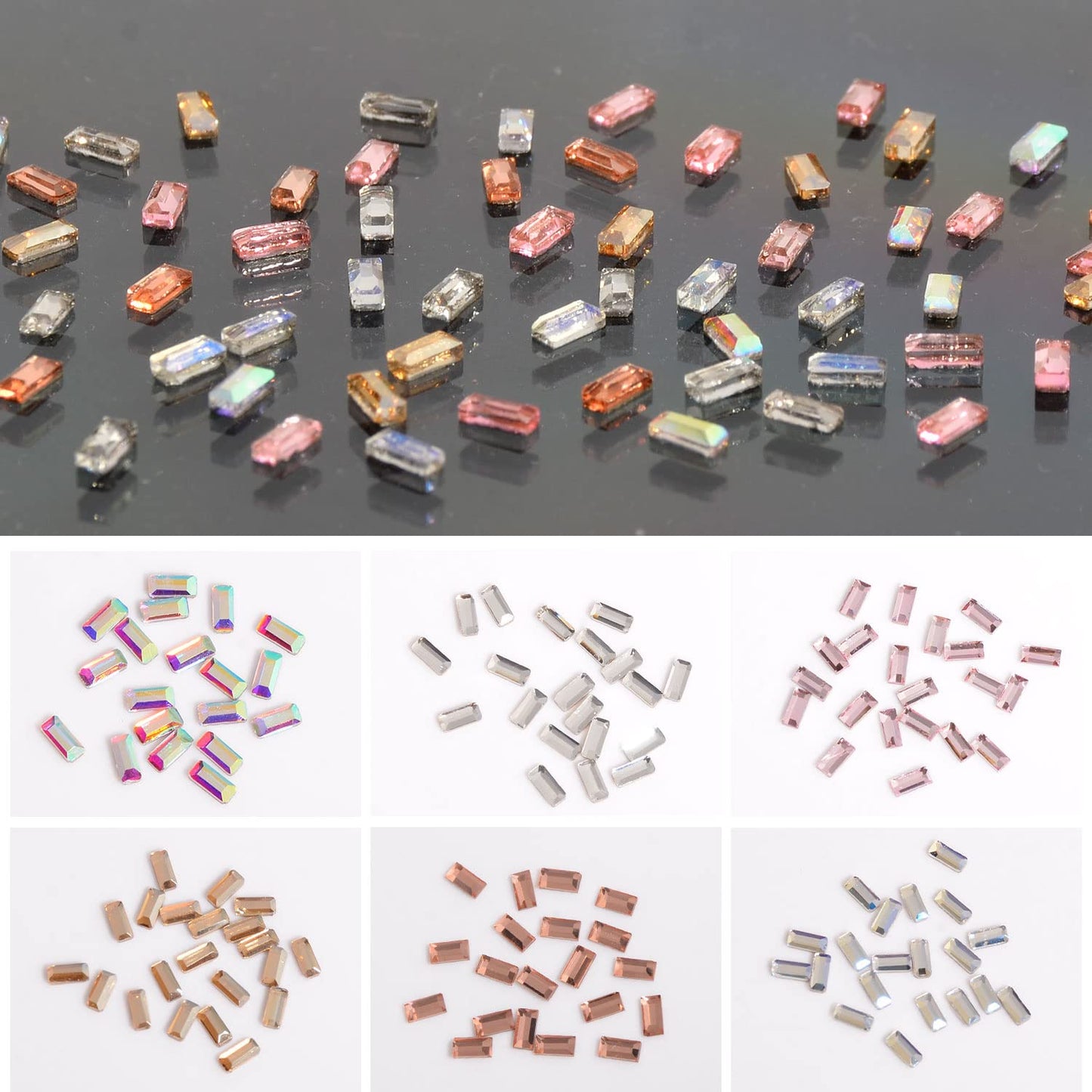 Katfan 300Pcs Nail Charms for DIY Acrylic Flatback Nail Art Rhinestone 3D Nail Charms Square Rhinestone Crystals Design Nail Art Decorations Nail Art Accessories Nail Supplie Jewelry