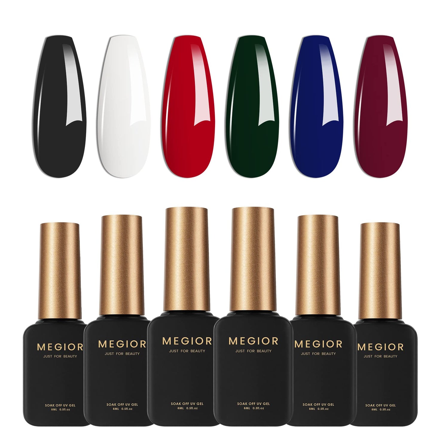 MEGIOR Gel Nail Polish Set 6 Colors (Basic Colours)