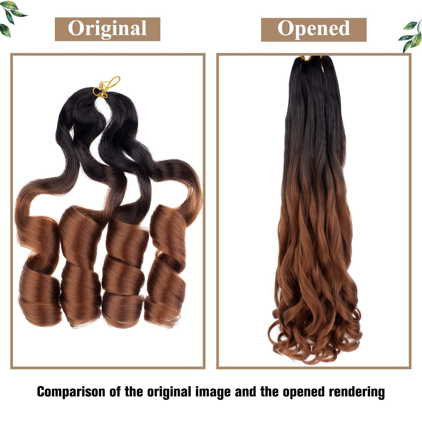 COOKOO 9 PCS Pre Stretched French Curly Braiding Hair 18 Inch Ombre Brown Braiding Hair for Women Bouncy French Curl Hair Spanish Curls Synthetic Braiding Hair Extensions 1B/30#