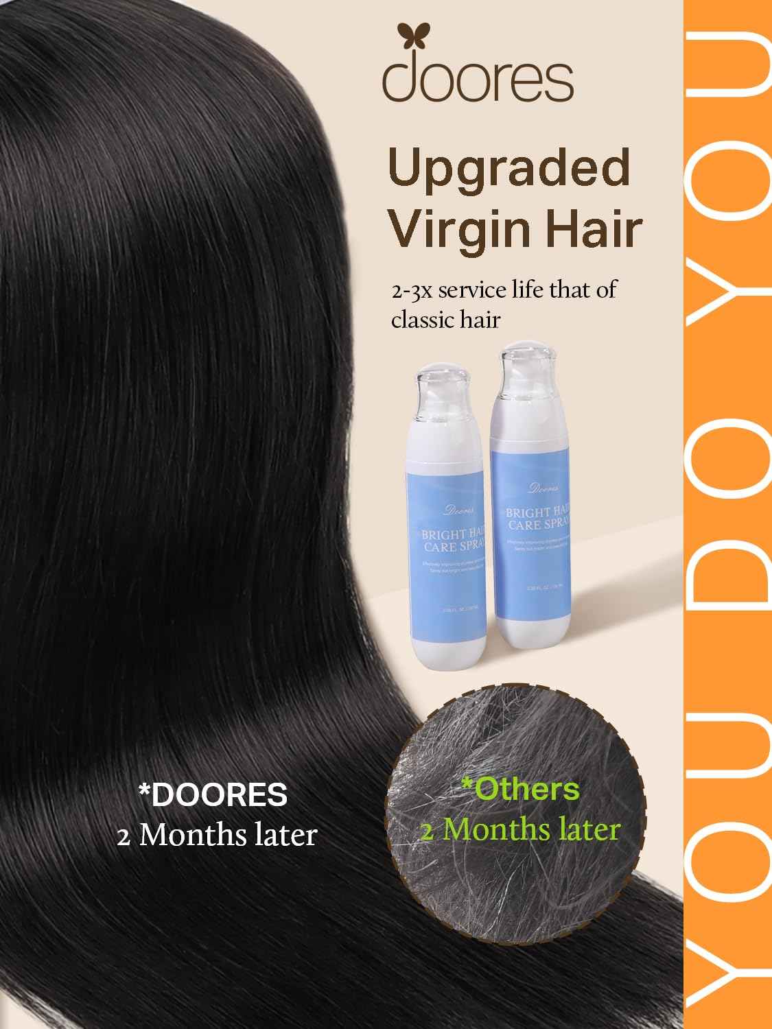 DOORES Tape in Hair Extensions Human Hair, 18 Inch 50g 20pcs Jet Black, Real Human Hair Extensions Tape in Remy Straight Skin Weft Double Side