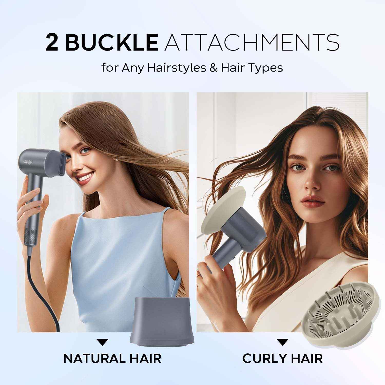 Ionic Hair Dryer, Overheating Protection Temperature Control 5 to 6 Min Fast Drying, Powerful 1500W Blow Dryer 200M Negative Ions, Quiet Lightweight Buckle Nozzle & Diffuser for Home Travel