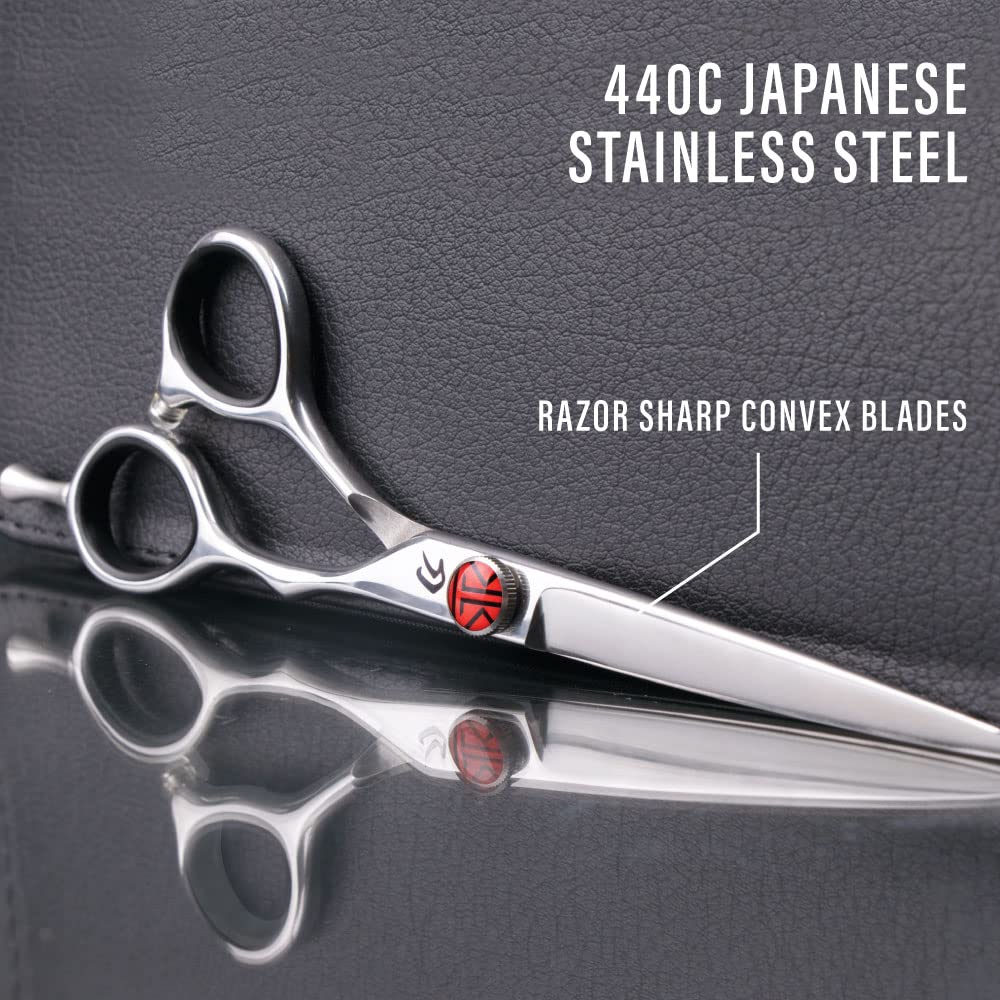 Tokko Katana Classic Professional Razor Edge 440C Japanese Stainless Steel Hair Cutting Scissors 6.5" Barber Shears With Adjustment Screw and Leather Case