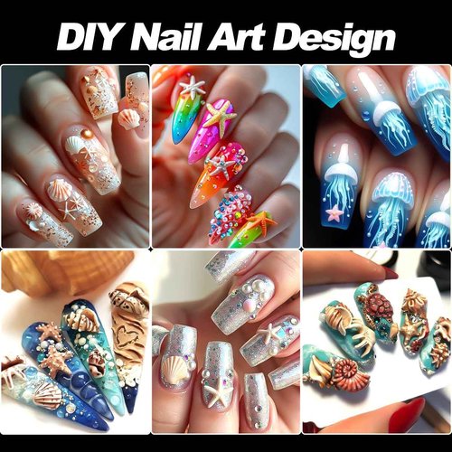 3D Shell Starfish Silicone Nail Molds, 3Pcs Ocean Themed Nail Art Mold Carving Template, Summer Beach Style Nails Design Tools Nail Mould for Manicure Decoration Accessories