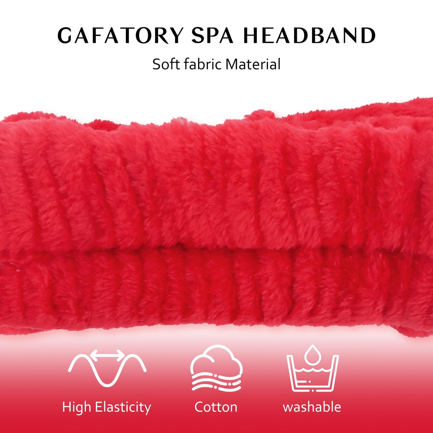 GAFATORY 6Pcs Red Sponge Spa Headbands for Women Wristbands Hair Scrunchies Set Makeup Headband for Facewash Skincare Soft Mother Gift with Daughter Gift Set with Girl Friend