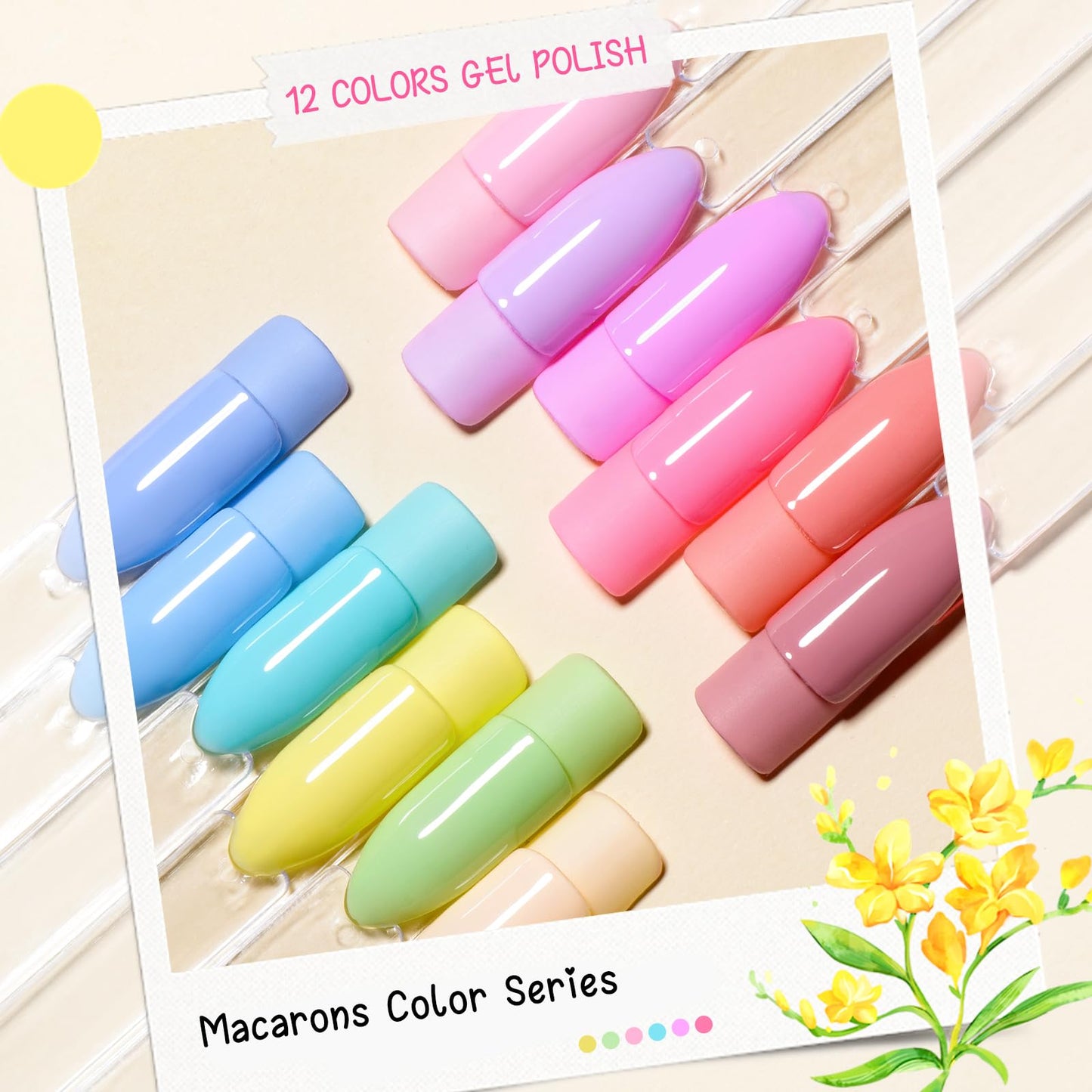 MEET ACROSS Pastel Gel Nail Polish Set Spring Summer Gel Polish Macaron Candy Sweet Color Soft Pink Yellow Blue Gel Polish Kit Salon DIY Home Nail Art Gifts Box for Girls Women