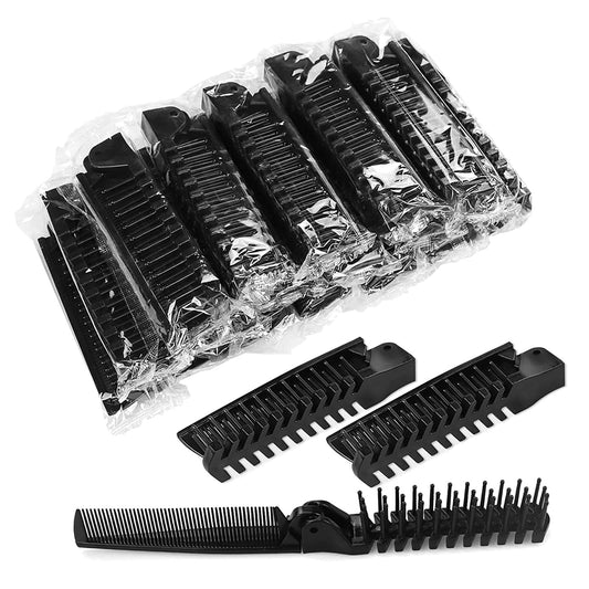 100 Pack Portable Travel Hair Comb Brush Foldable Massage Hair Comb Indidually Wrapped Anti-Static Styling Kits Black Folding Hair Combs Hairdressing Tools