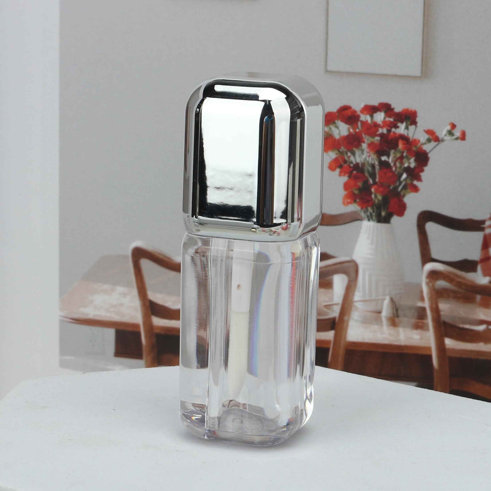 COSIDEA 16pcs Silver 5ml Square big wand lip gloss tubes for DIY lipgloss containers tubes with large doe foot applicator