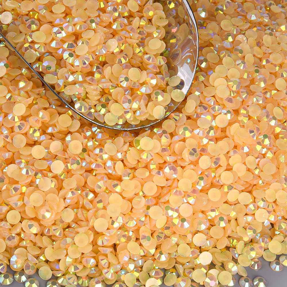 Blinginbox 1500pcs 5mm AB Resin Flatback Rhinestone for Crafting,Flatback Round Jelly Rhinestones Bedazzling Non Hotfix Crystal Gems for Nails Face Makeup Tumblers Mugs DIY Crafts.(Champagne AB)