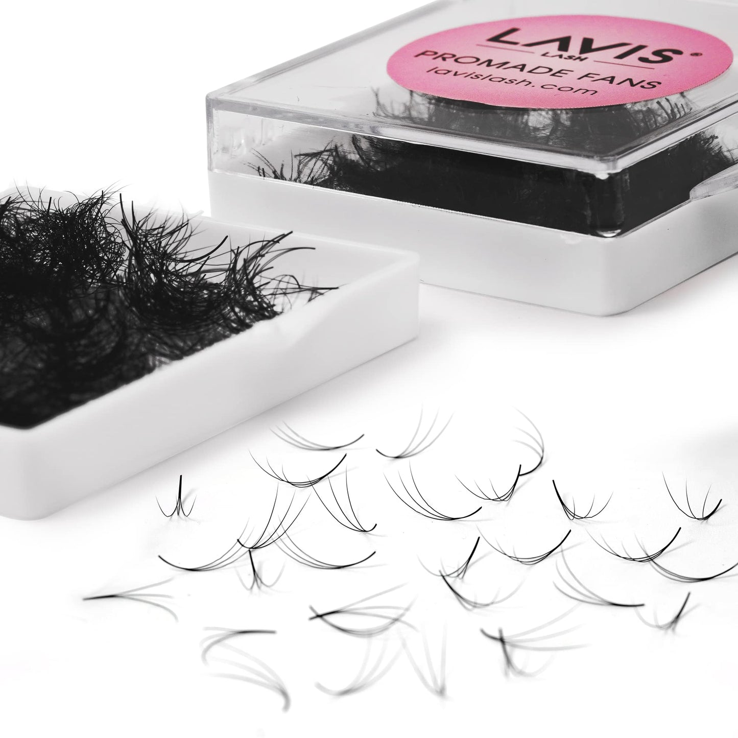 LAVISLASH 500 Promade Fans Eyelash Extension | Handmade Loose Volume Lash | Mutiple Options 3D-8D/10D/12D/14D/16D Fans | 0.03/0.05/0.07mm Thickness | C/CC/D Curl | 8-16mm Length(3D-0.07-CC-16mm)