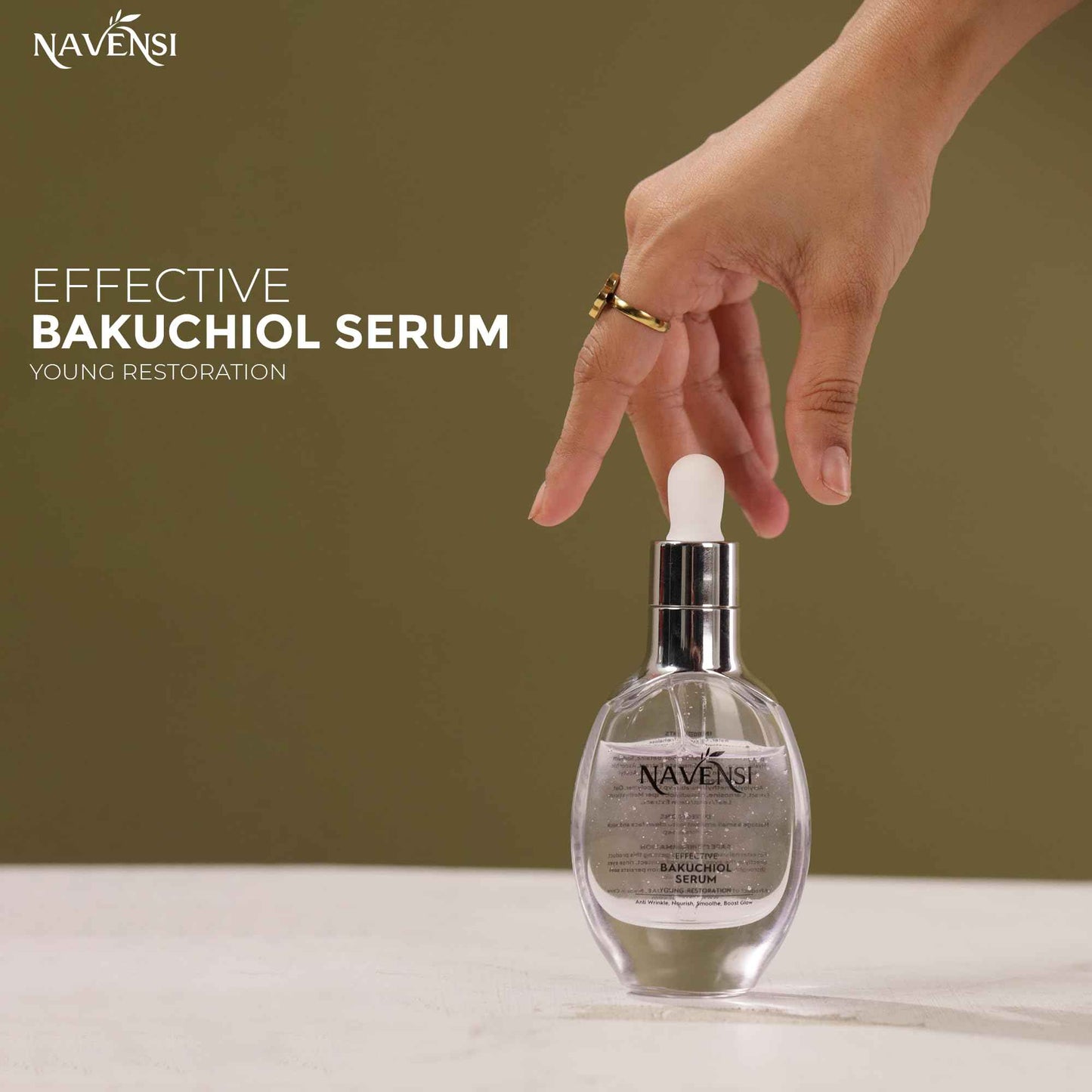 Navensi Bakuchiol Serum 50ml Natural Retinol Alternative with Hyaluronic Acid & Vitamin C Anti-Aging Face Serum for Fine Lines, Wrinkles & Dark Spots Hydrating, Firming & Brightening