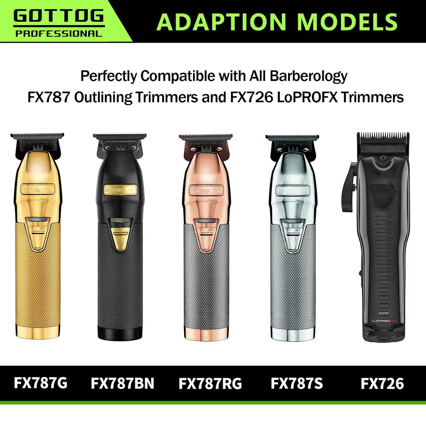 GOTTOG FX707C2 Replacement Blades for All FX787 & FX726 Trimmers, GOTTOG Zero-Gapped Replacement Blades Compatible with Barberology Trimmer Blades (FX707C2) - Mulitcolor