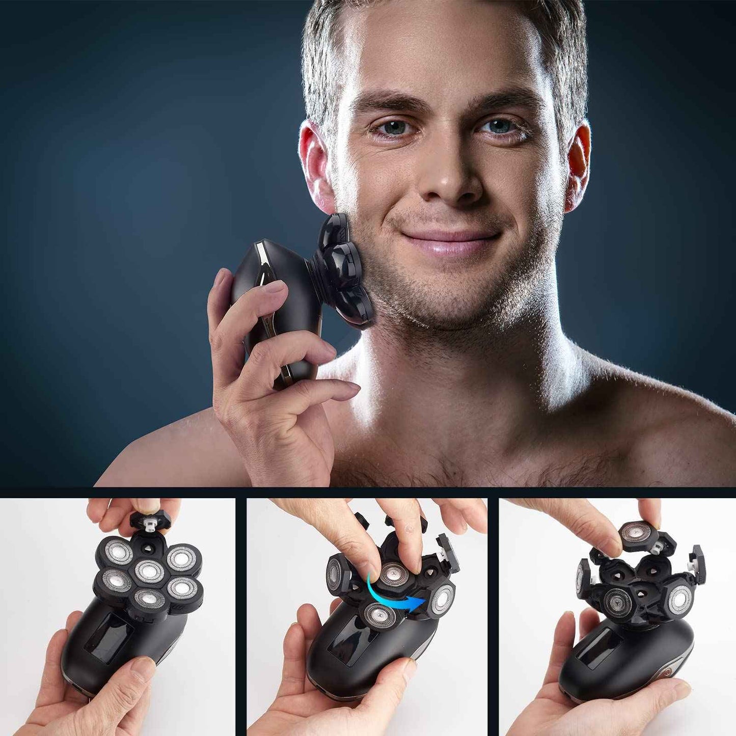 UPTARD Electric Head Shaver for Bald Men - LED, Travel Lock, Nose Hair & Sideburns Trimmer