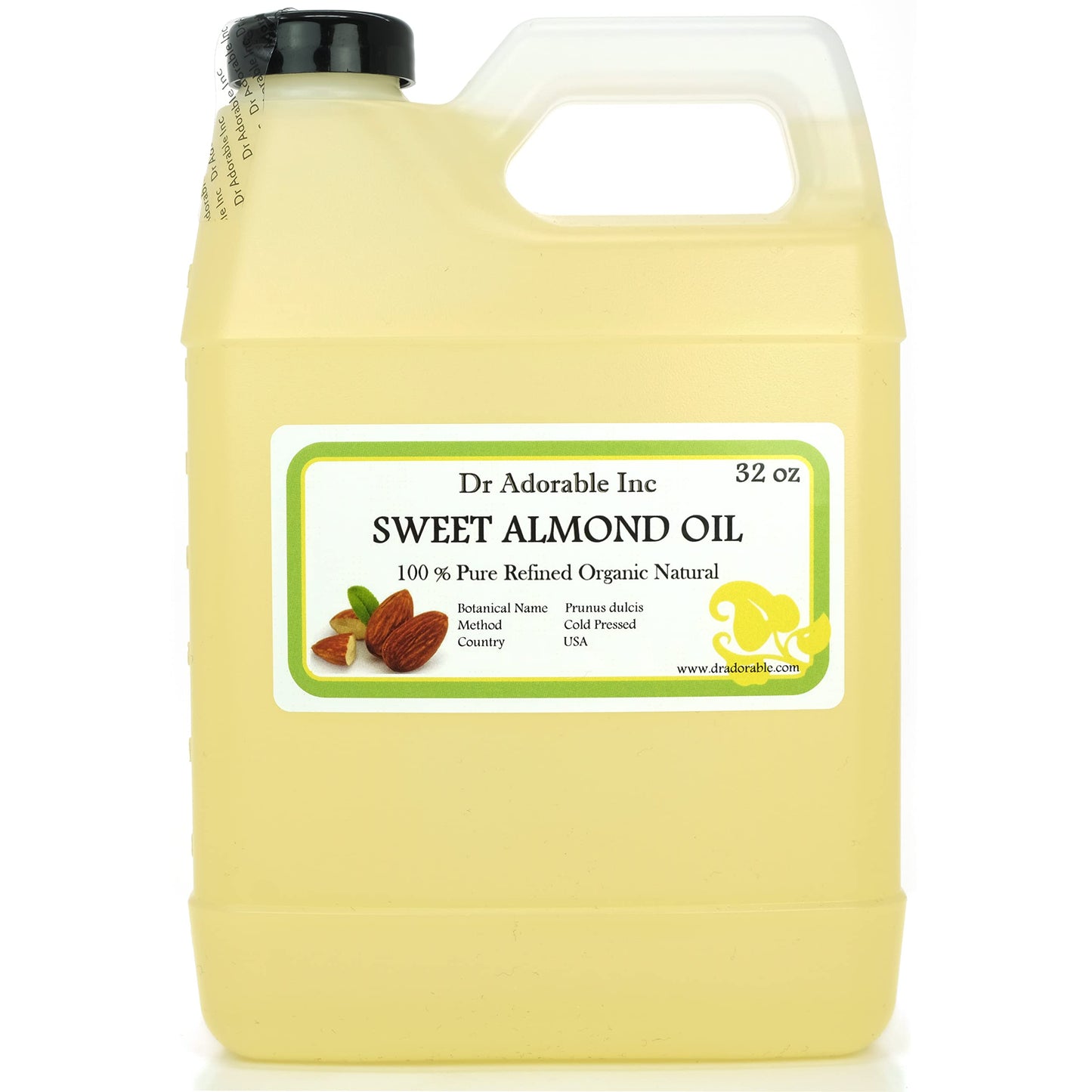 Dr Adorable - 32 oz - Sweet Almond Oil - 100% Pure Natural Organic Cold Pressed
